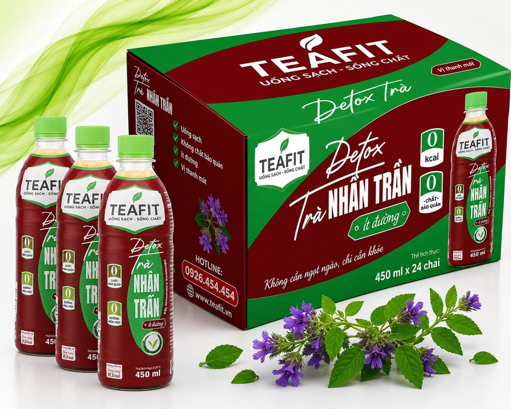 TEAFIT Detox Trà Nhân Trần chai 450ml