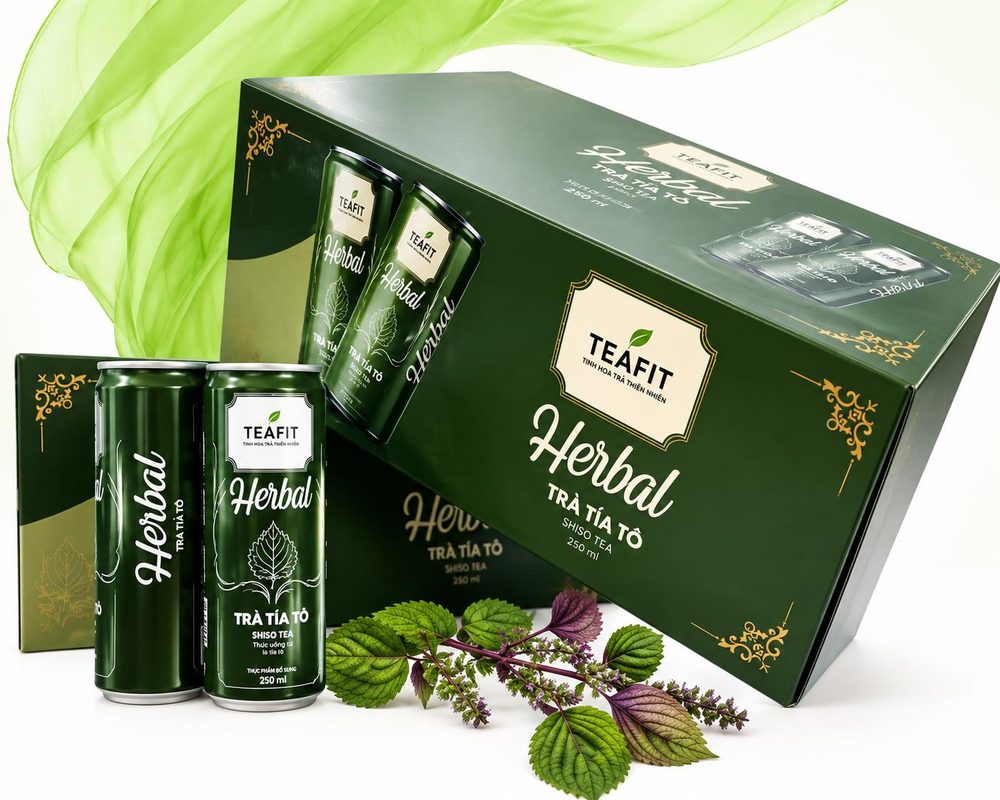 TEAFIT Herbal Trà Tía Tô lon 320ml